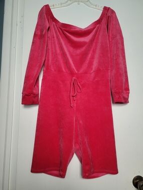 Fashion Nova Pink Velour Shorts Romper